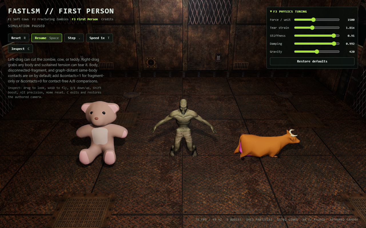 Zombie, cow, and teddy bear in the First Person demo